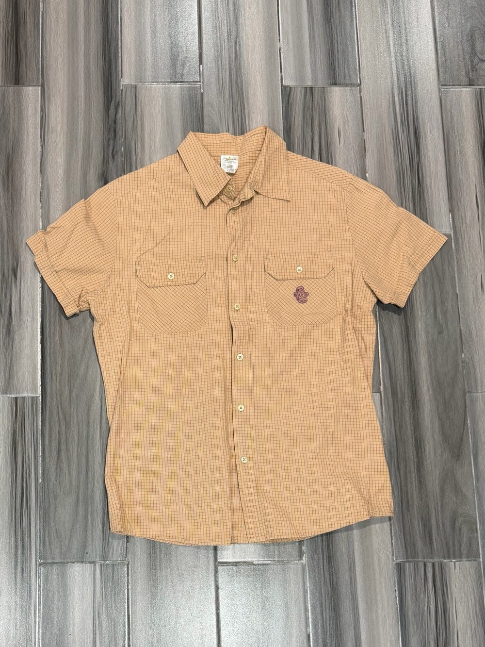 55DSL Y2K Vintage Diesel Short-Sleeve Button-Down Shirt in Tan Check